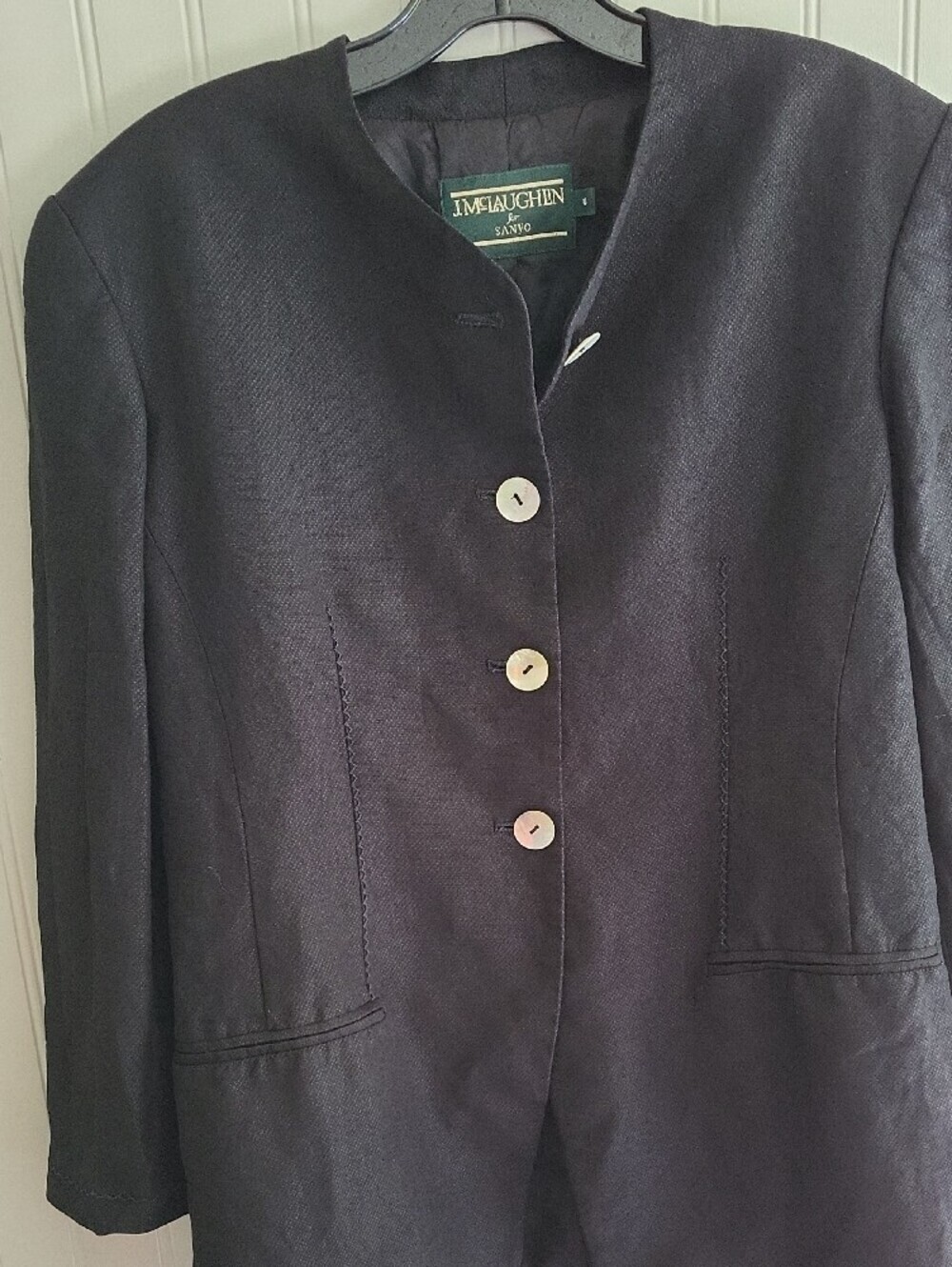 J. McLaughlin Black Pearlescent Button-Front Womens Blazer, Size 8 - Picture 2 of 9